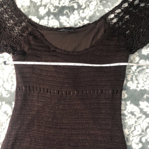 Tahari Arthur Levine Chocolate Brown Knit Top - Picture 7 of 11